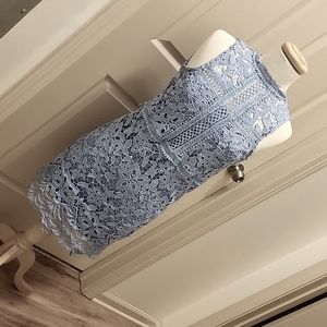 She + Sky Lace Mini Dress, High-Neck, Size Medium